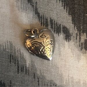 Silver Heart Pendant with Floral Design